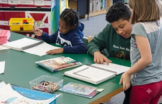 Learners working together at a table Learners working together at a table